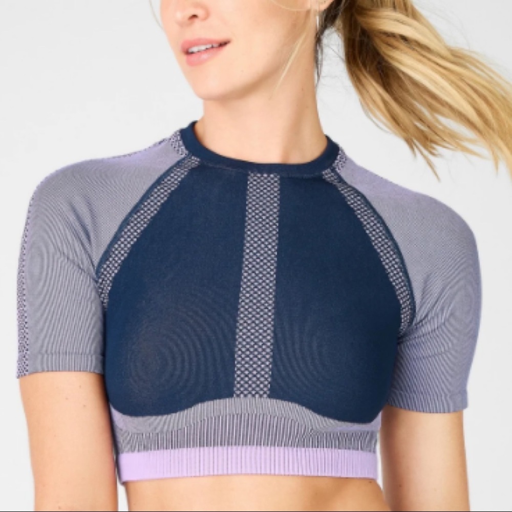 Fabletics Purple Jessie Seamless Crop Top, XL